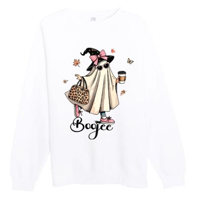 Boo Jee Ghost Ice Coffee Coquette Bow Halloween Women Girl Premium Crewneck Sweatshirt