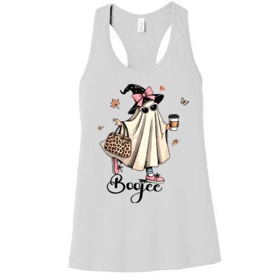 Boo Jee Ghost Ice Coffee Coquette Bow Halloween Women Girl Women's Racerback Tank