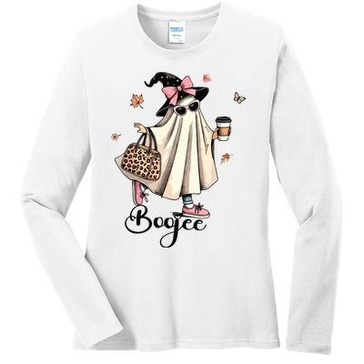 Boo Jee Ghost Ice Coffee Coquette Bow Halloween Women Girl Ladies Long Sleeve Shirt