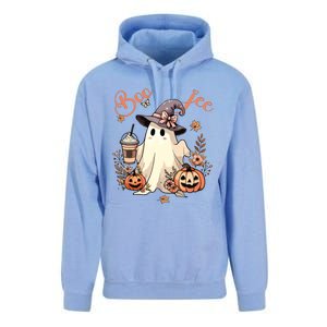 Boo Jee Ghost Drinking Coffee Coquette Bow Halloween Women Unisex Surf Hoodie