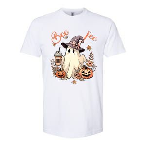 Boo Jee Ghost Drinking Coffee Coquette Bow Halloween Women Softstyle CVC T-Shirt