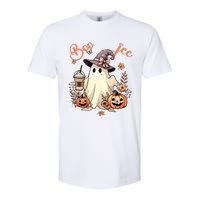 Boo Jee Ghost Drinking Coffee Coquette Bow Halloween Women Softstyle CVC T-Shirt