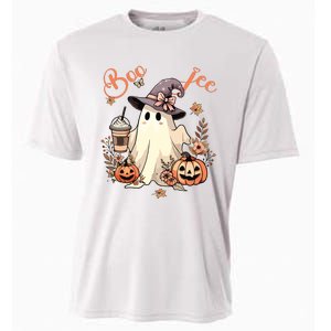 Boo Jee Ghost Drinking Coffee Coquette Bow Halloween Women Cooling Performance Crew T-Shirt