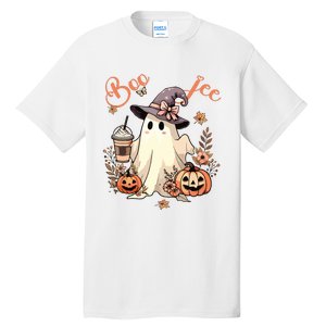 Boo Jee Ghost Drinking Coffee Coquette Bow Halloween Women Tall T-Shirt