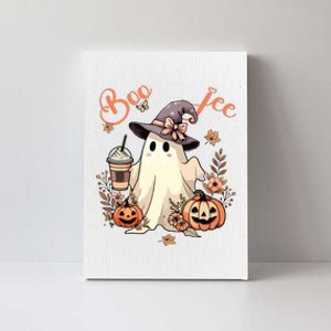 Boo Jee Ghost Drinking Coffee Coquette Bow Halloween Women Canvas