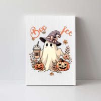 Boo Jee Ghost Drinking Coffee Coquette Bow Halloween Women Canvas