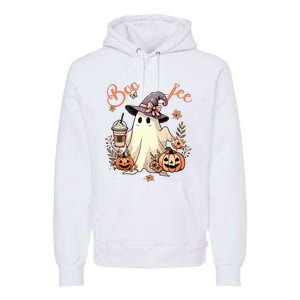 Boo Jee Ghost Drinking Coffee Coquette Bow Halloween Women Premium Hoodie