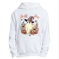 Boo Jee Ghost Drinking Coffee Coquette Bow Halloween Women Urban Pullover Hoodie