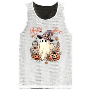 Boo Jee Ghost Drinking Coffee Coquette Bow Halloween Women Mesh Reversible Basketball Jersey Tank