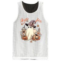 Boo Jee Ghost Drinking Coffee Coquette Bow Halloween Women Mesh Reversible Basketball Jersey Tank