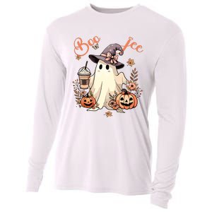 Boo Jee Ghost Drinking Coffee Coquette Bow Halloween Women Cooling Performance Long Sleeve Crew