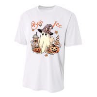 Boo Jee Ghost Drinking Coffee Coquette Bow Halloween Women Performance Sprint T-Shirt