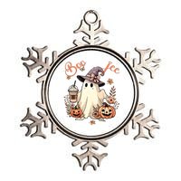 Boo Jee Ghost Drinking Coffee Coquette Bow Halloween Women Metallic Star Ornament