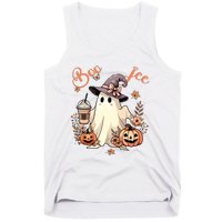 Boo Jee Ghost Drinking Coffee Coquette Bow Halloween Women Tank Top