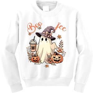 Boo Jee Ghost Drinking Coffee Coquette Bow Halloween Women Kids Sweatshirt