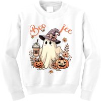 Boo Jee Ghost Drinking Coffee Coquette Bow Halloween Women Kids Sweatshirt