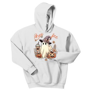 Boo Jee Ghost Drinking Coffee Coquette Bow Halloween Women Kids Hoodie