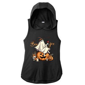 Boo Jee Ghost Ice Coffee Coquette Bow Halloween Women Girl Ladies PosiCharge Tri-Blend Wicking Draft Hoodie Tank