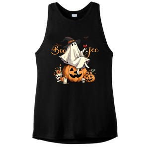 Boo Jee Ghost Ice Coffee Coquette Bow Halloween Women Girl Ladies PosiCharge Tri-Blend Wicking Tank