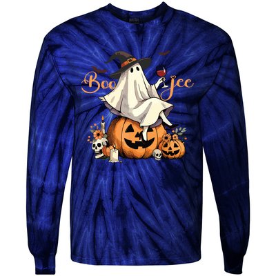 Boo Jee Ghost Ice Coffee Coquette Bow Halloween Women Girl Tie-Dye Long Sleeve Shirt