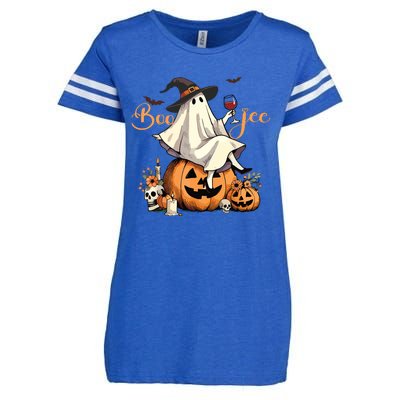 Boo Jee Ghost Ice Coffee Coquette Bow Halloween Women Girl Enza Ladies Jersey Football T-Shirt