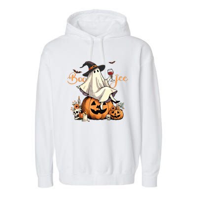 Boo Jee Ghost Ice Coffee Coquette Bow Halloween Women Girl Garment-Dyed Fleece Hoodie