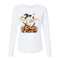 Boo Jee Ghost Ice Coffee Coquette Bow Halloween Women Girl Womens Cotton Relaxed Long Sleeve T-Shirt