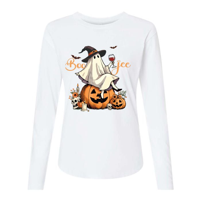 Boo Jee Ghost Ice Coffee Coquette Bow Halloween Women Girl Womens Cotton Relaxed Long Sleeve T-Shirt