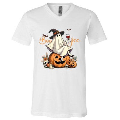 Boo Jee Ghost Ice Coffee Coquette Bow Halloween Women Girl V-Neck T-Shirt