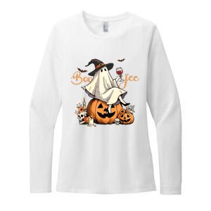 Boo Jee Ghost Ice Coffee Coquette Bow Halloween Women Girl Womens CVC Long Sleeve Shirt