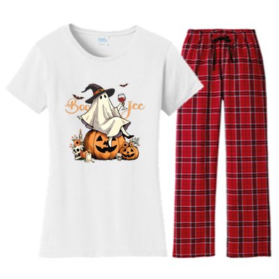 Boo Jee Ghost Ice Coffee Coquette Bow Halloween Women Girl Women's Flannel Pajama Set