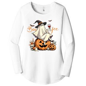 Boo Jee Ghost Ice Coffee Coquette Bow Halloween Women Girl Women's Perfect Tri Tunic Long Sleeve Shirt