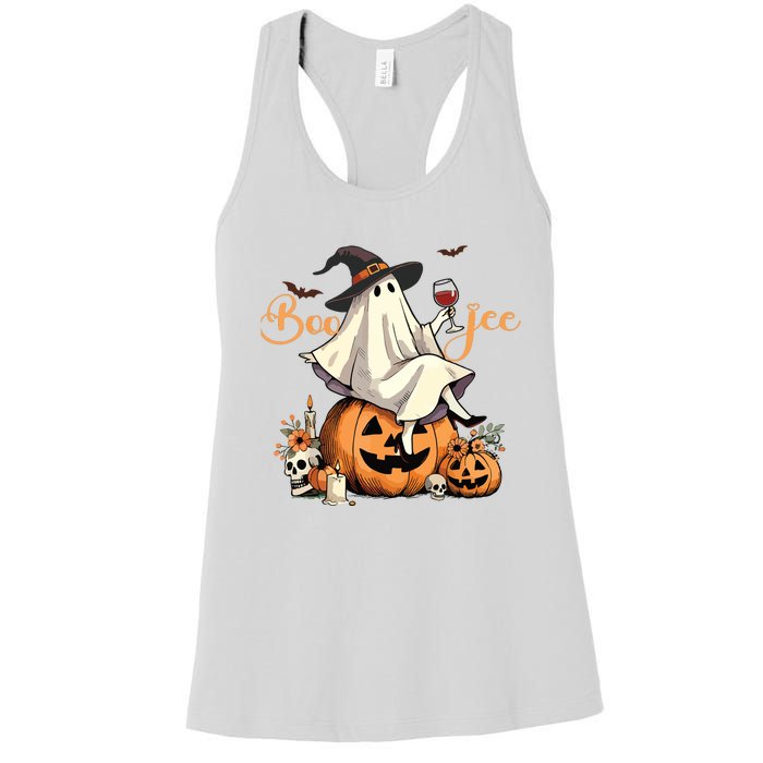 Boo Jee Ghost Ice Coffee Coquette Bow Halloween Women Girl Women's Racerback Tank