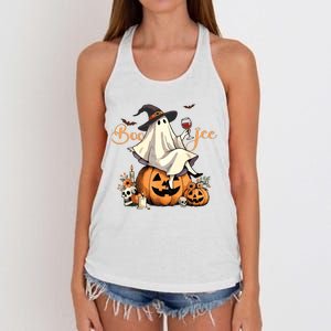 Boo Jee Ghost Ice Coffee Coquette Bow Halloween Women Girl Women's Knotted Racerback Tank