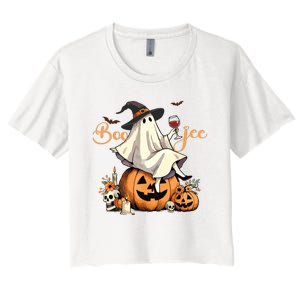 Boo Jee Ghost Ice Coffee Coquette Bow Halloween Women Girl Women's Crop Top Tee