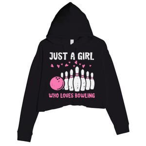 Bowler Just Girl Loves Bowling Cute Girl Wo Crop Fleece Hoodie