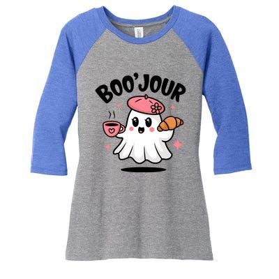 Boo Jour Ghost French Teacher Vintage Teacherlife Groovy Women's Tri-Blend 3/4-Sleeve Raglan Shirt