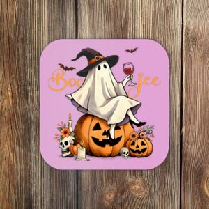 Boo Jee Ghost Ice Coffee Coquette Bow Halloween Coaster