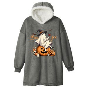 Boo Jee Ghost Ice Coffee Coquette Bow Halloween Hooded Wearable Blanket