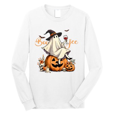 Boo Jee Ghost Ice Coffee Coquette Bow Halloween Long Sleeve Shirt