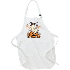 Boo Jee Ghost Ice Coffee Coquette Bow Halloween Full-Length Apron With Pockets