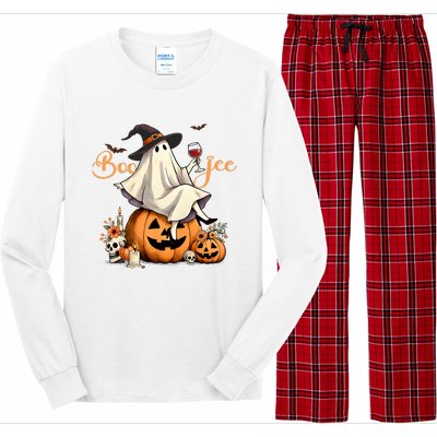 Boo Jee Ghost Ice Coffee Coquette Bow Halloween Long Sleeve Pajama Set