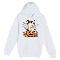 Boo Jee Ghost Ice Coffee Coquette Bow Halloween Premium Pullover Hoodie