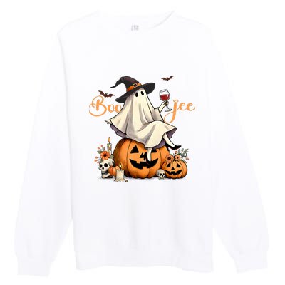 Boo Jee Ghost Ice Coffee Coquette Bow Halloween Premium Crewneck Sweatshirt