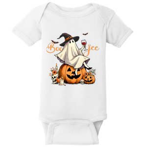 Boo Jee Ghost Ice Coffee Coquette Bow Halloween Baby Bodysuit