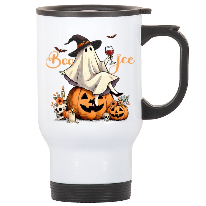 Boo Jee Ghost Ice Coffee Coquette Bow Halloween Stainless Steel Travel Mug