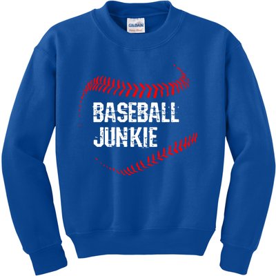 Baseball Junkie Gift Kids Sweatshirt