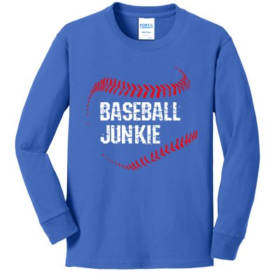 Baseball Junkie Gift Kids Long Sleeve Shirt