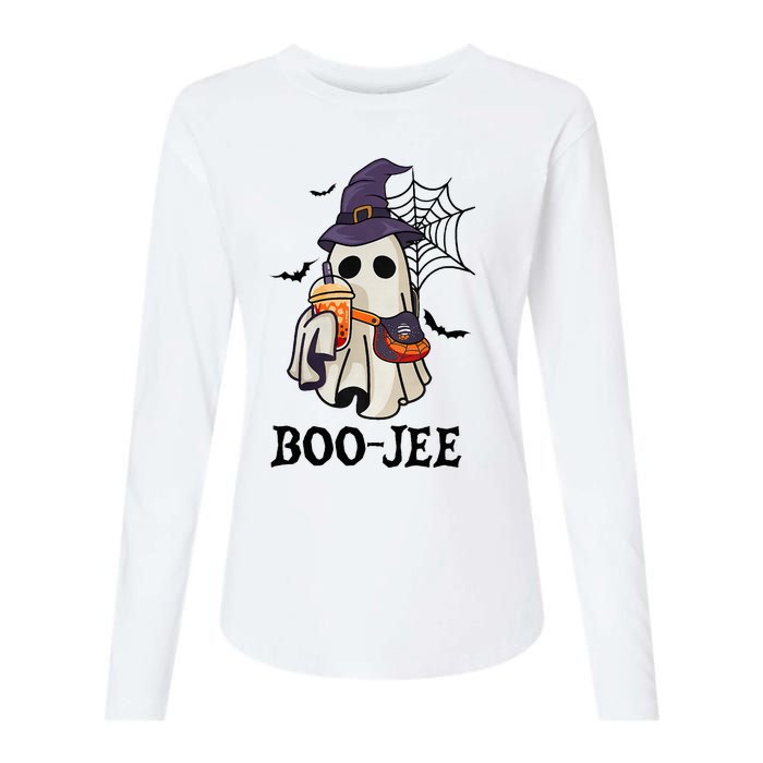 Boo Jee Halloween Spooky Season Cute Ghost Boujee Boogee Womens Cotton Relaxed Long Sleeve T-Shirt