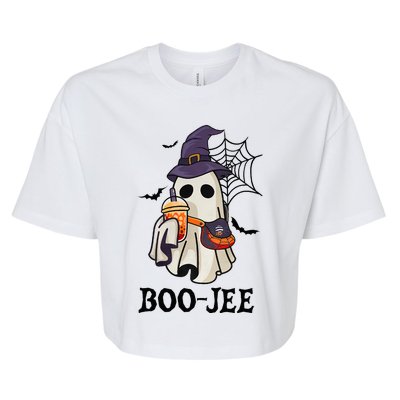 Boo Jee Halloween Spooky Season Cute Ghost Boujee Boogee Bella+Canvas Jersey Crop Tee